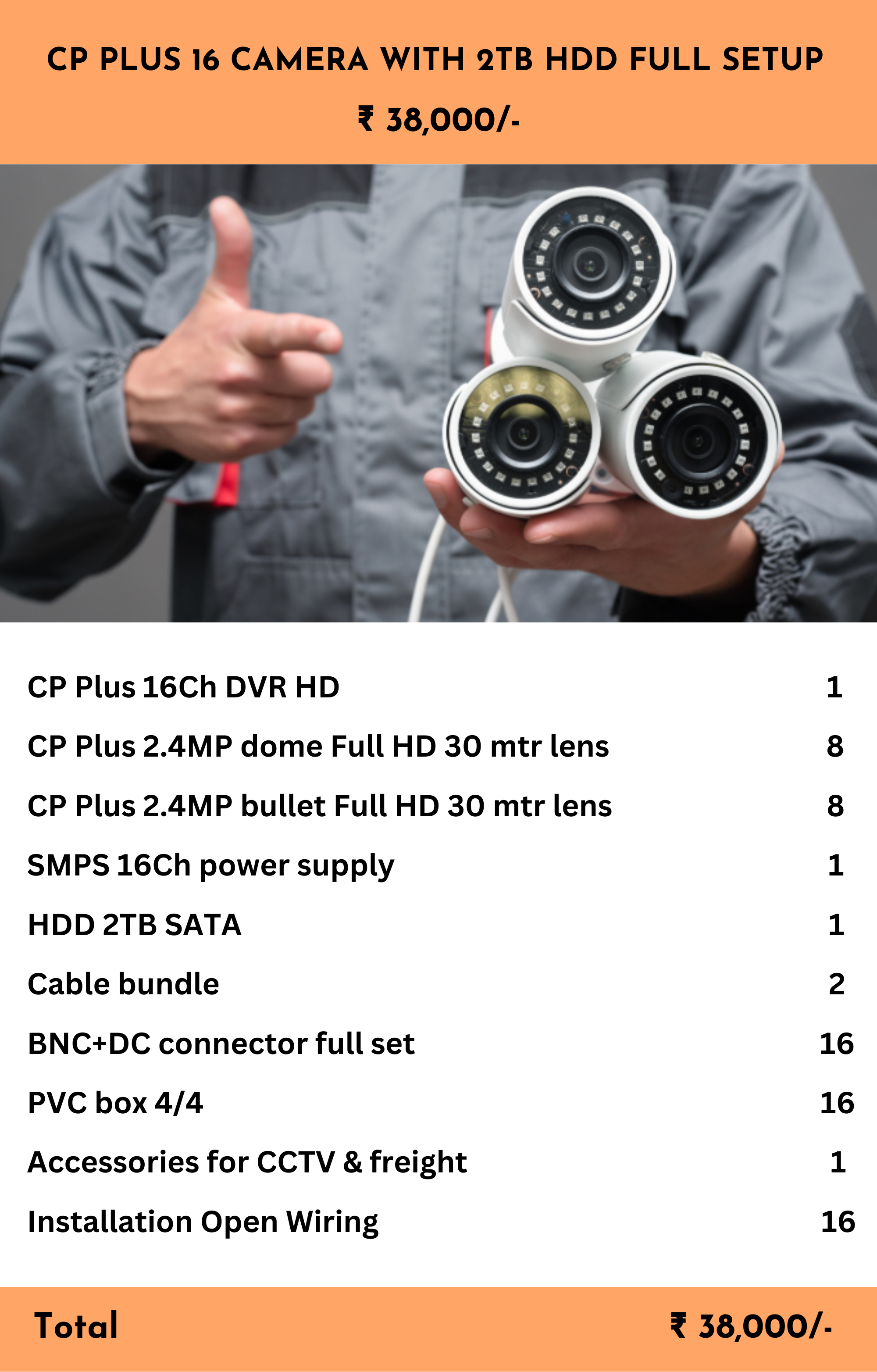 CP PLUS 16 CAMERA WITH 2TB HDD FULL SETUP