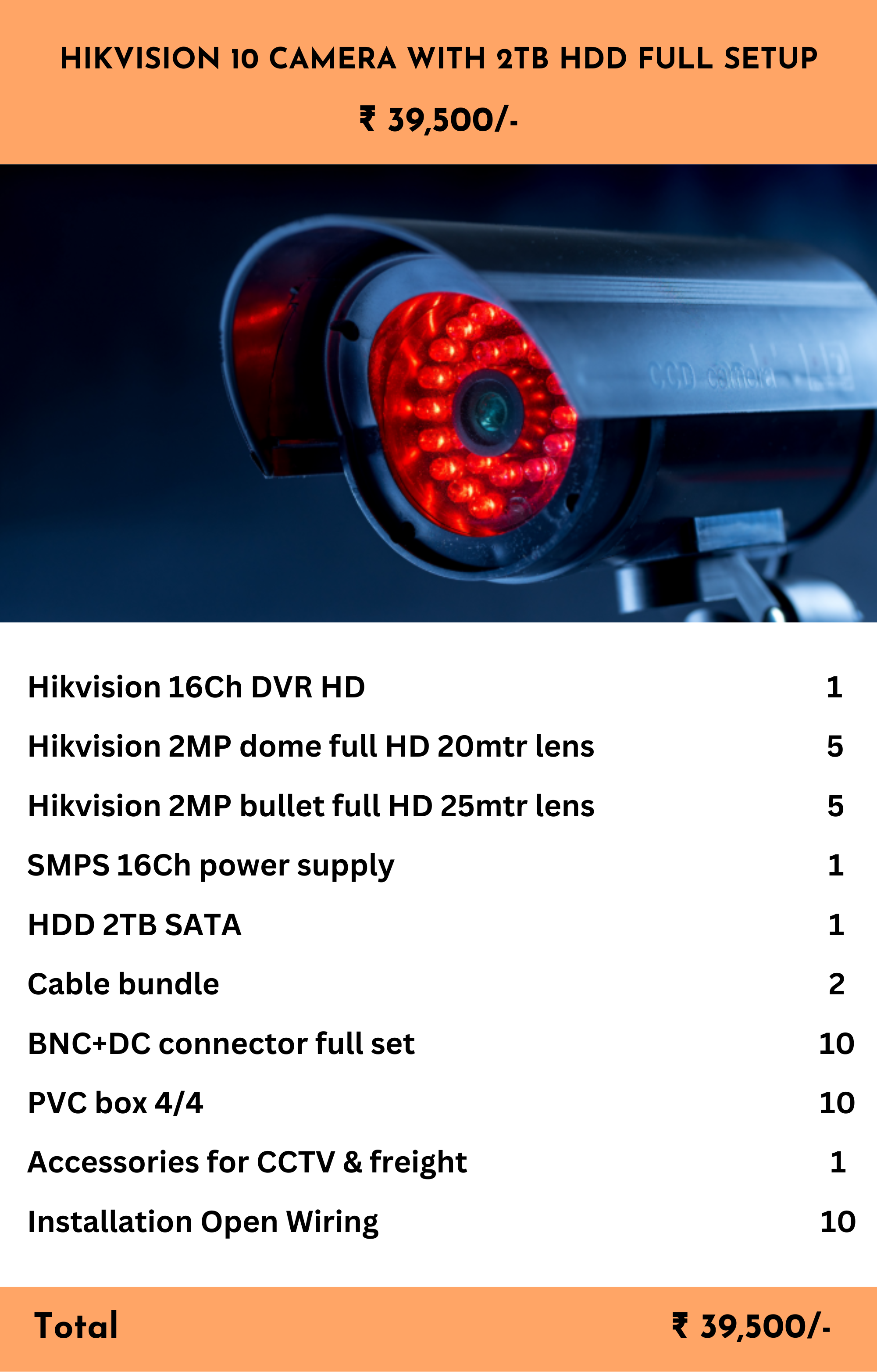 HIKVISION 10 CAMERA WITH 2TB HDD FULL SETUP