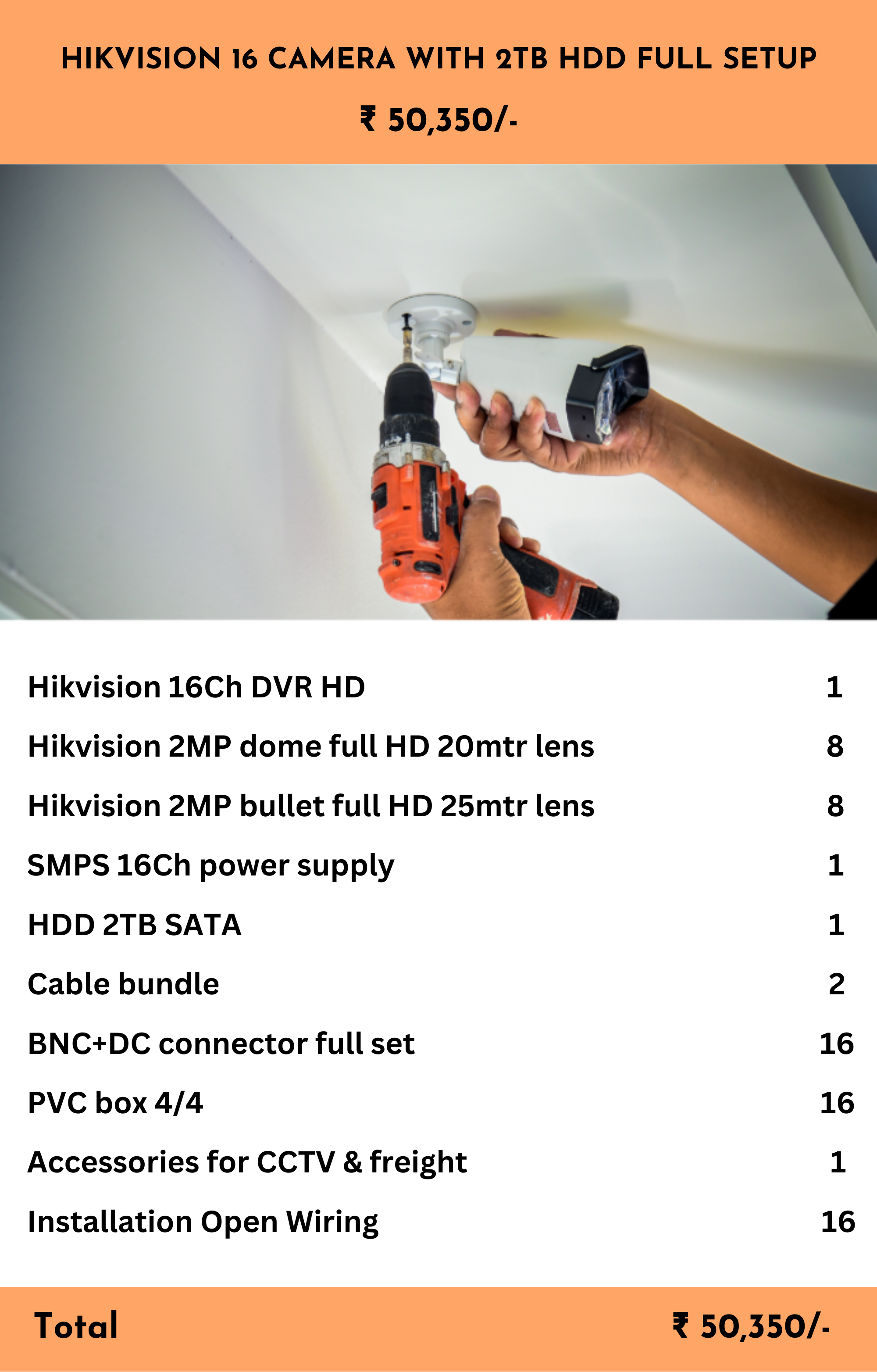 HIKVISION 16 CAMERA WITH 2TB HDD FULL SETUP